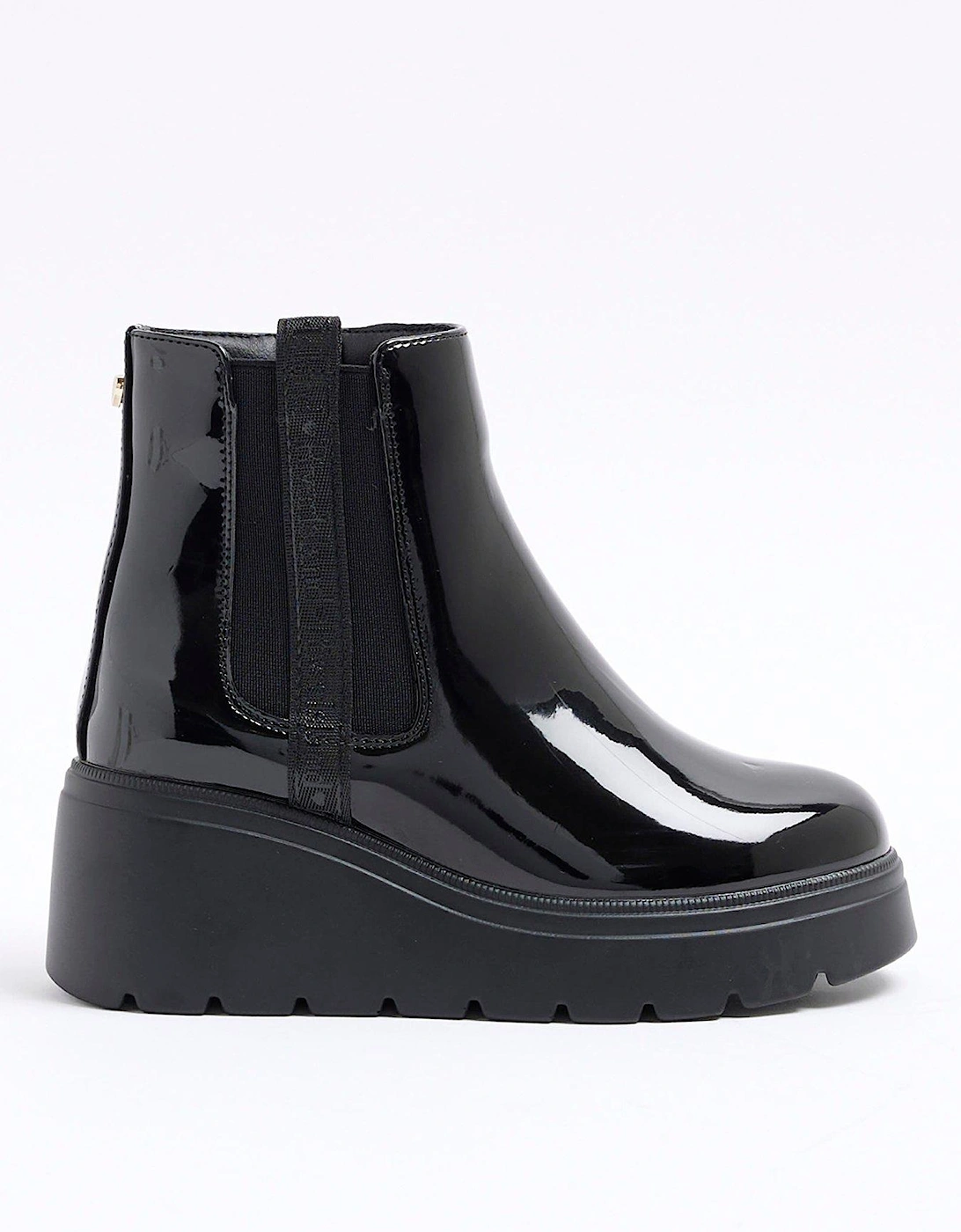 Girls Patent Wedge Boots - Black, 6 of 5