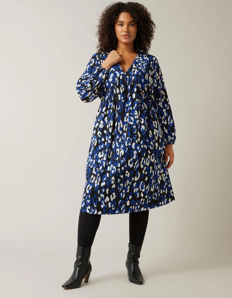 Spot Print Jersey Crepe Dress - Black