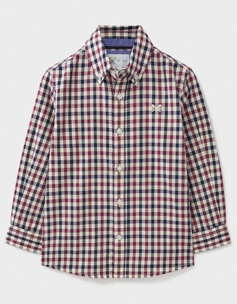 Boys Long Sleeve Tattersal Twill Check Shirt - Navy