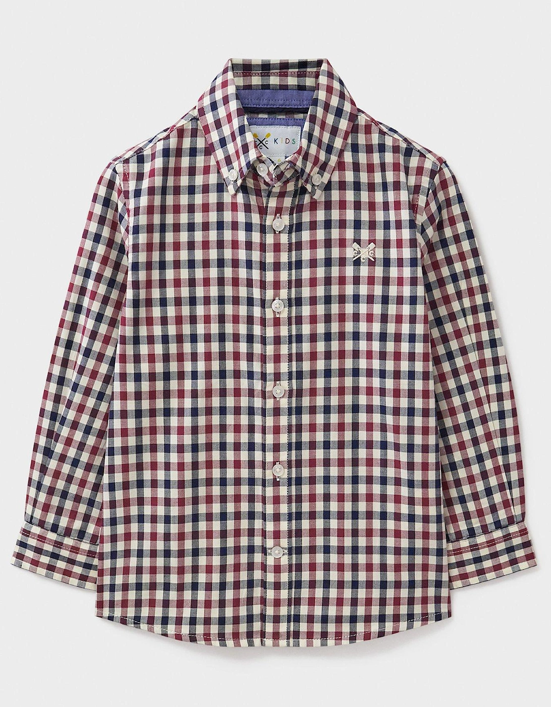 Boys Long Sleeve Tattersal Twill Check Shirt - Navy, 2 of 1