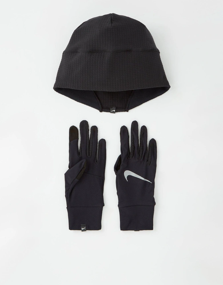 Womens Running Essentials Hat And Glove - Black