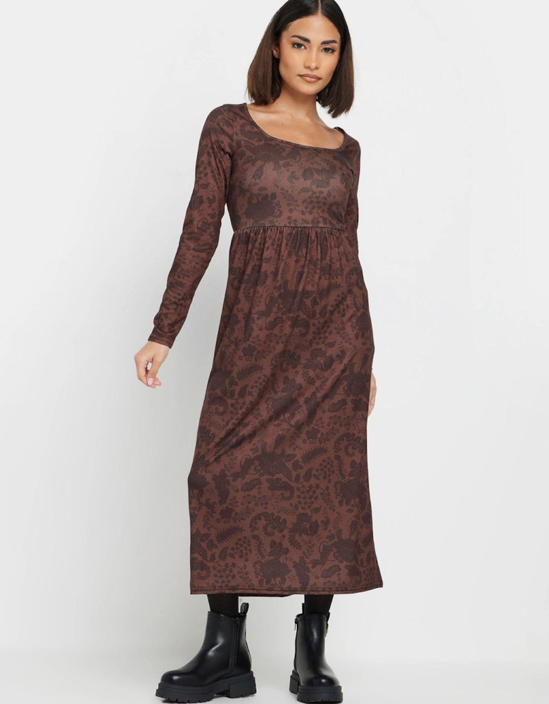 Petite Paisley Long Sleeve Midi Dress