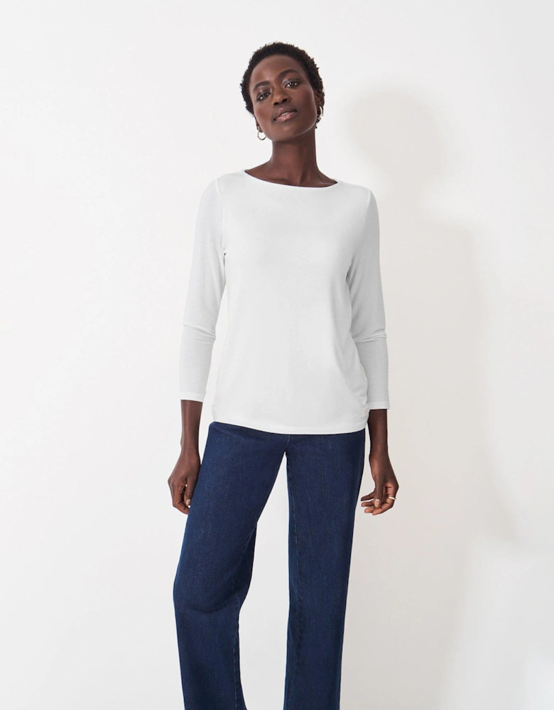 Jemma Boat Neck Top - White