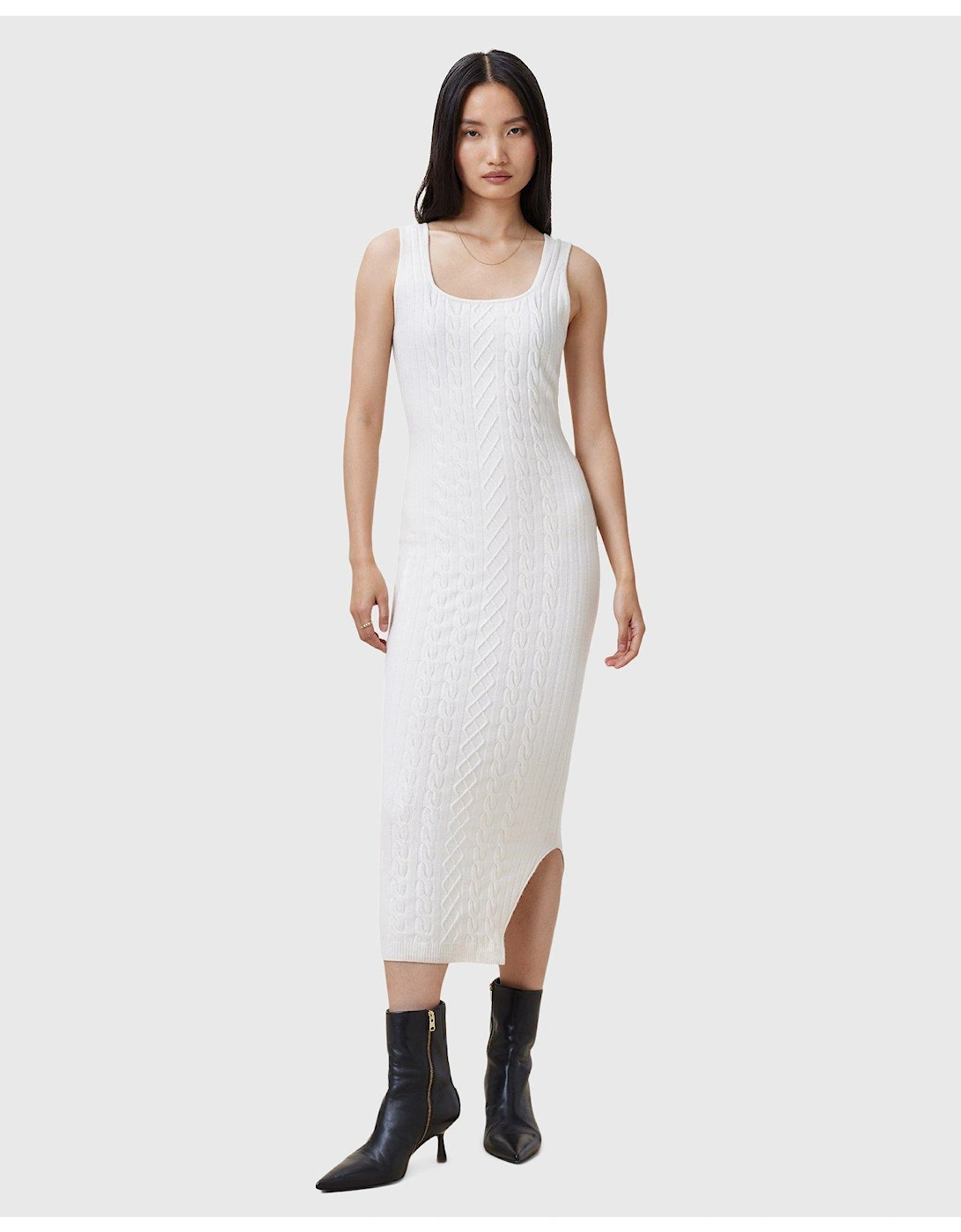 Muriel 2-In-1 Knitted Slim Midi Dress - White