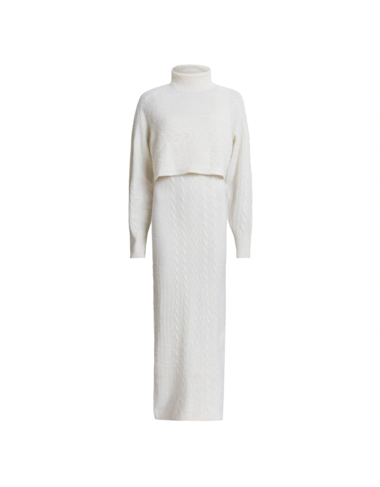 Muriel 2-In-1 Knitted Slim Midi Dress - White