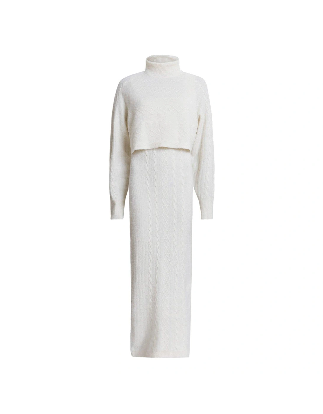 Muriel 2-In-1 Knitted Slim Midi Dress - White