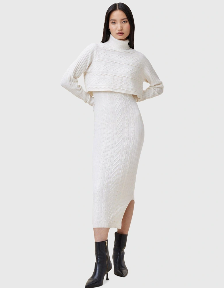 Muriel 2-In-1 Knitted Slim Midi Dress - White