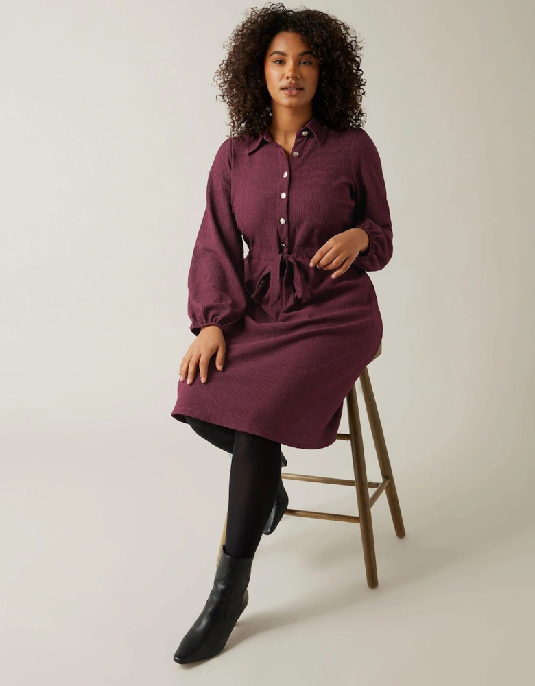 Long Sleeve Button Dress - Red