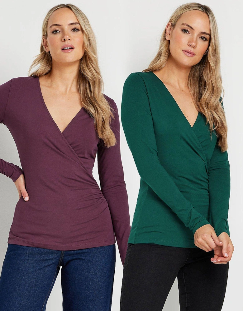 Tall 2 Pack Long Sleeve Wrap Top