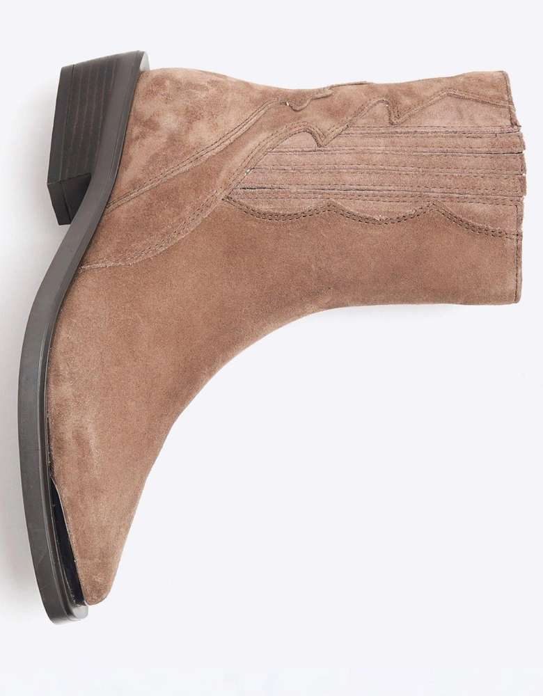 Chelsea Western Ankle Boots - Beige