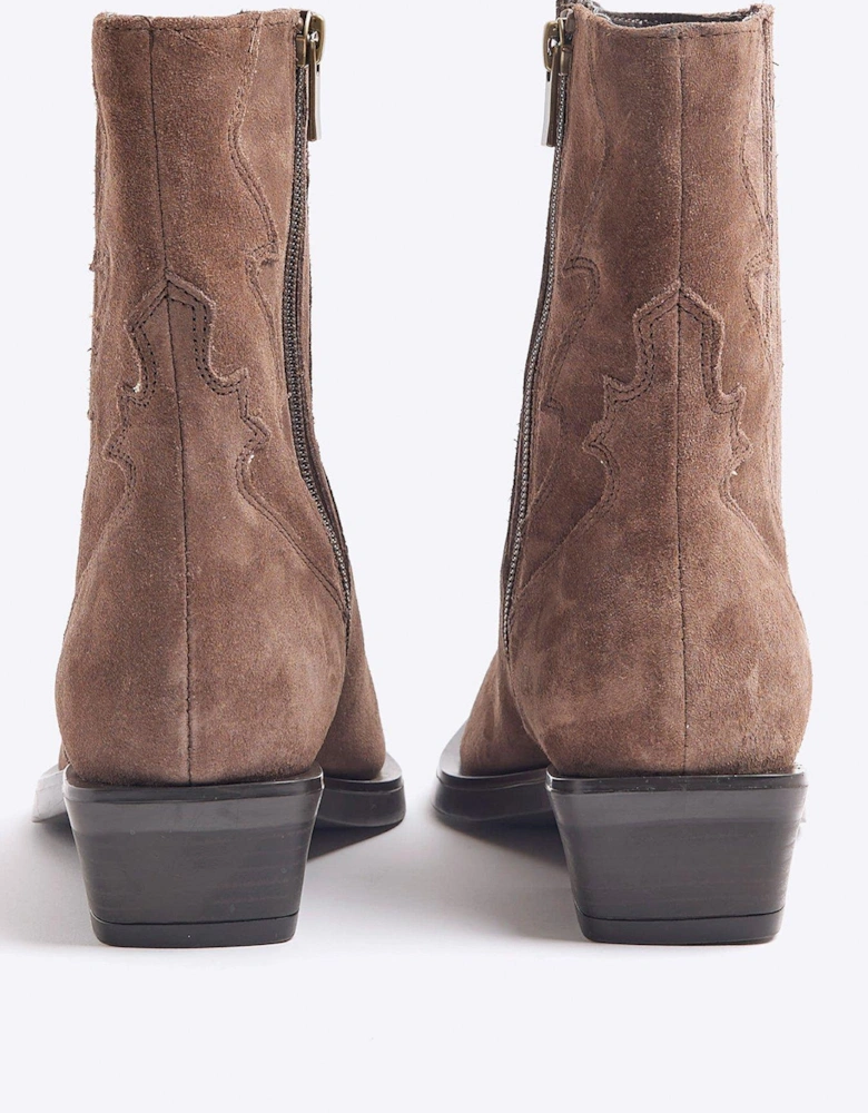 Chelsea Western Ankle Boots - Beige