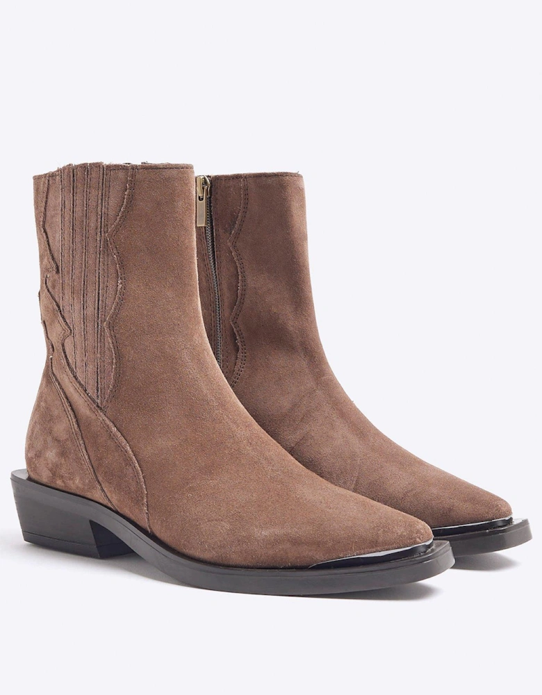 Chelsea Western Ankle Boots - Beige