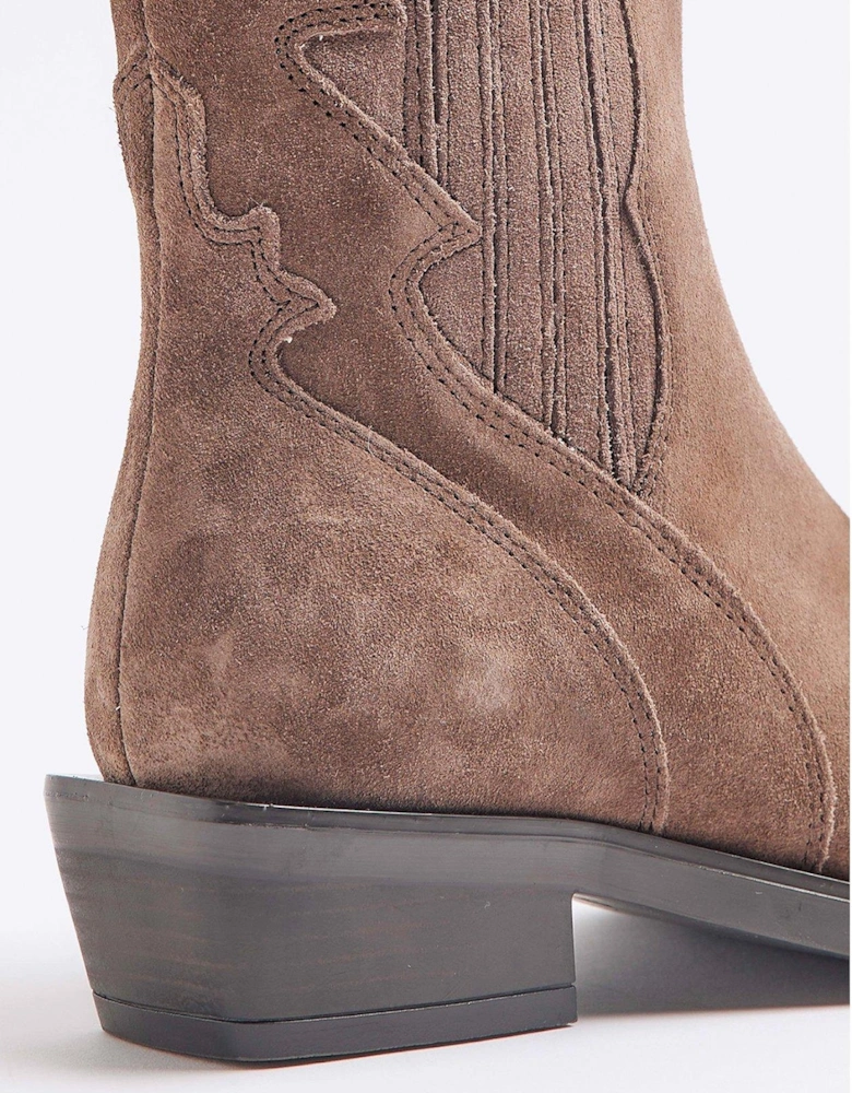 Chelsea Western Ankle Boots - Beige