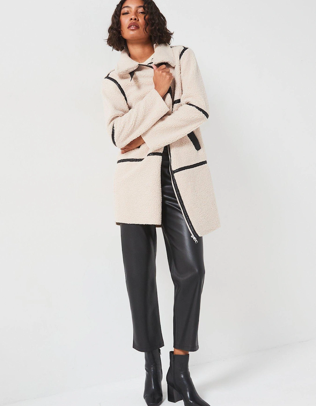 Teddy Longline Coat - Cream