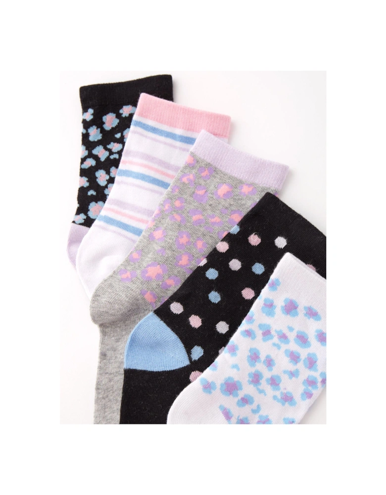 5pk Printed Ankle Socks - Multi