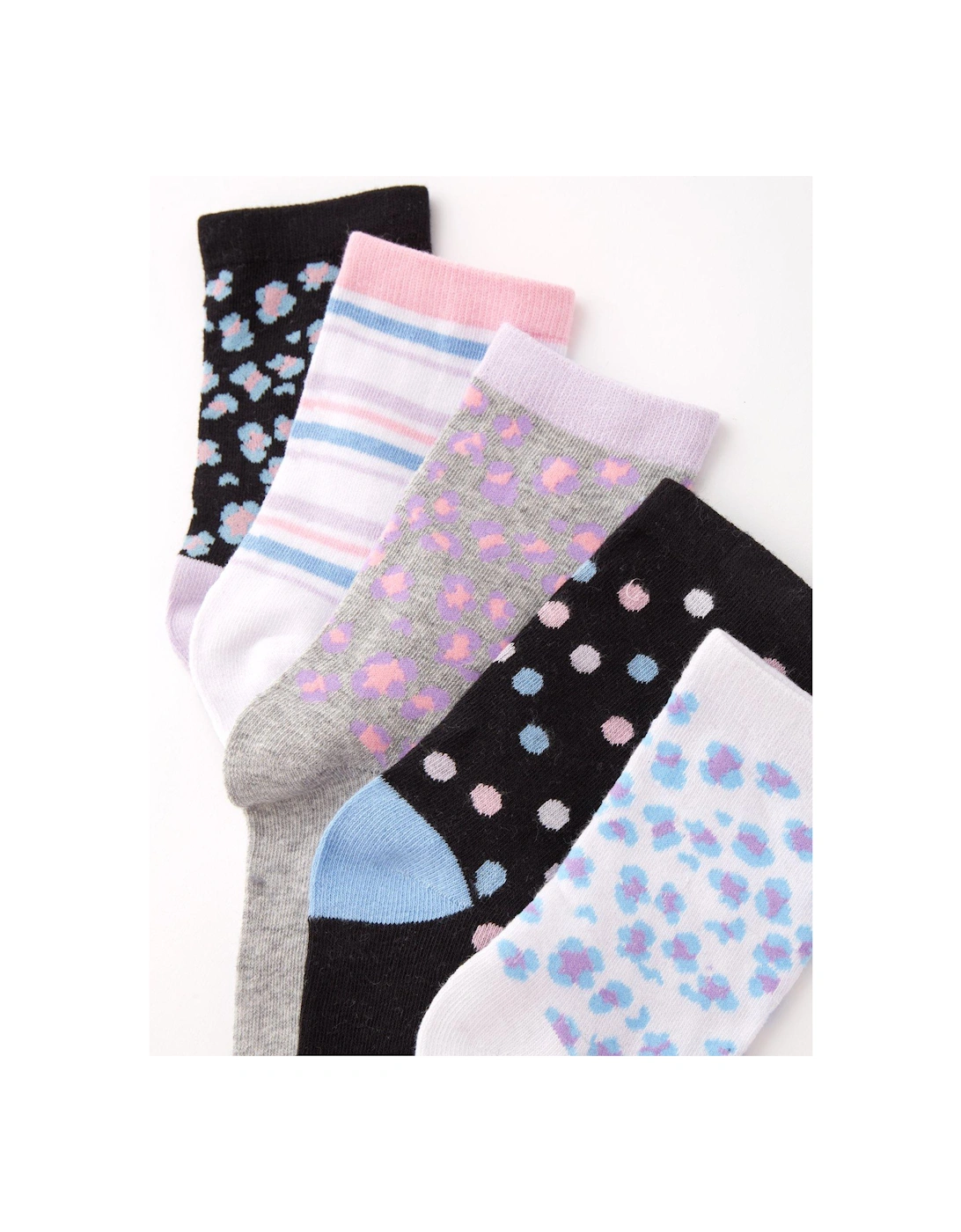 5pk Printed Ankle Socks - Multi