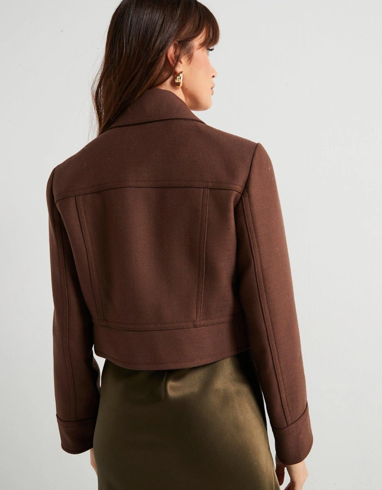 Heritage Wool Crop Jacket - Brown