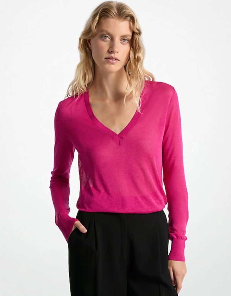 Silk Blend V-Neck Sweater