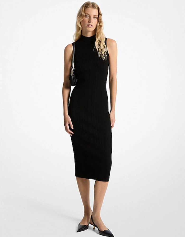 Ribbed Mock Neck Midi Dress