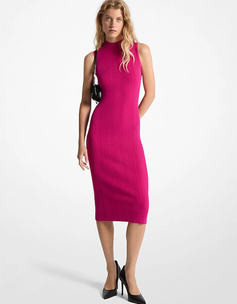 Ribbed Mock Neck Midi Dress