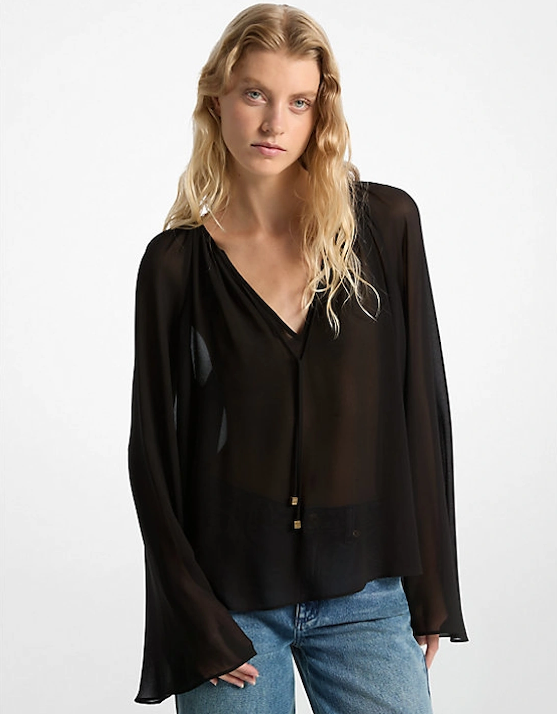 Georgette V-Neck Blouse, 2 of 1