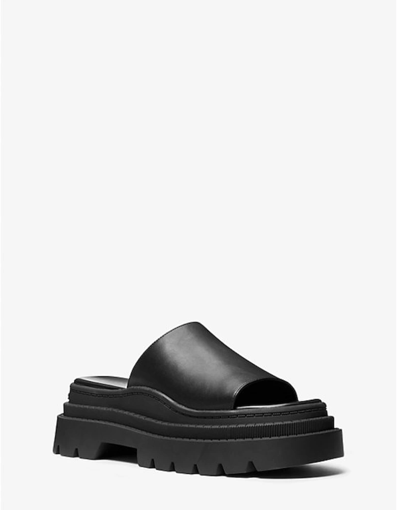 Kendra Leather Platform Slide Sandal