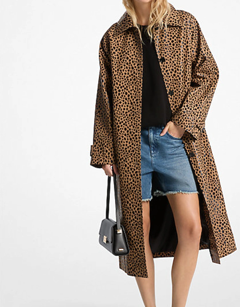 Cheetah Print Balmacaan Coat