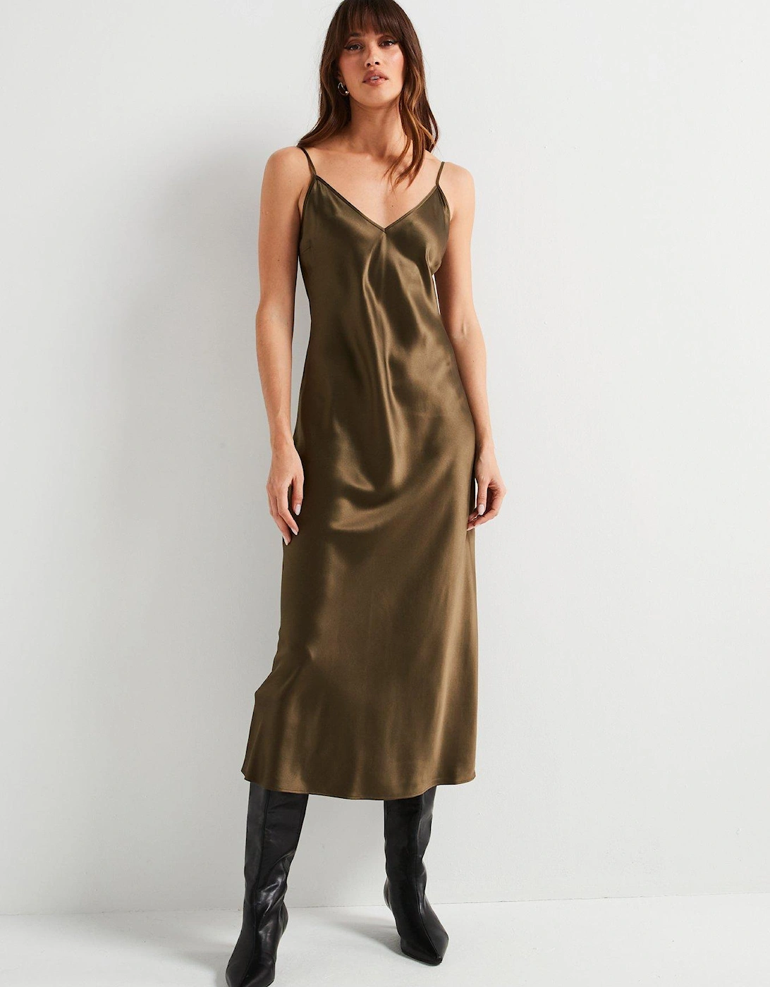 Clea Dress Silk Dress - Brown