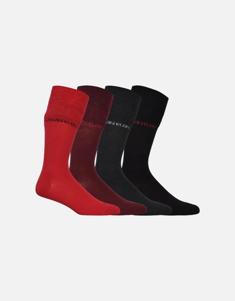 4-Pack Combed Cotton Socks Gift Tin, Black/Charcoal/Red/Burgundy