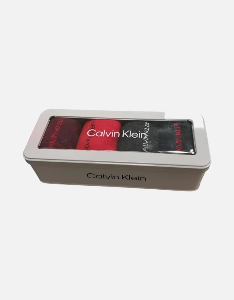 4-Pack Combed Cotton Socks Gift Tin, Black/Charcoal/Red/Burgundy