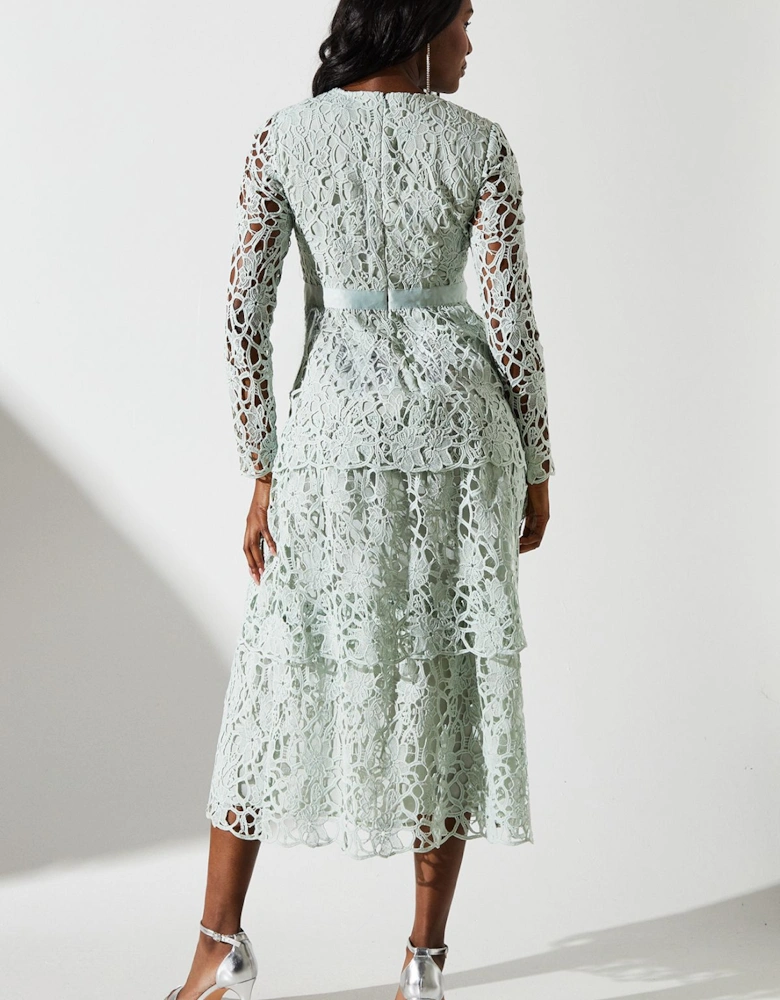 Tiered Lace Midi Dress