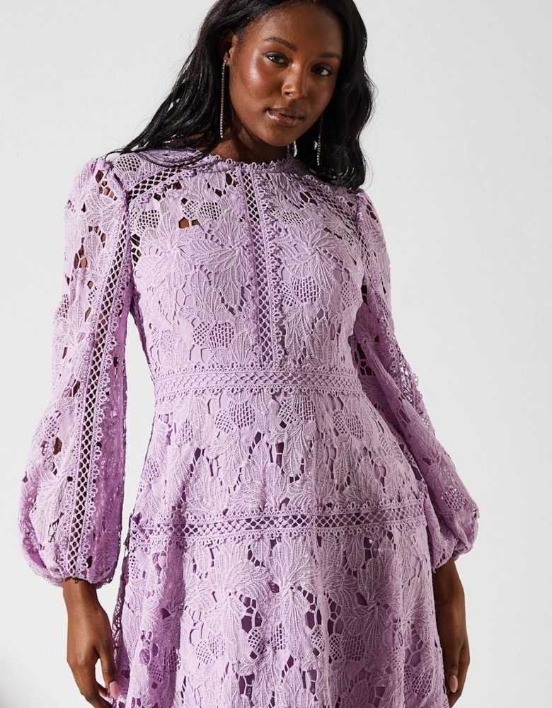 Lace Panelled Long Sleeve Dress