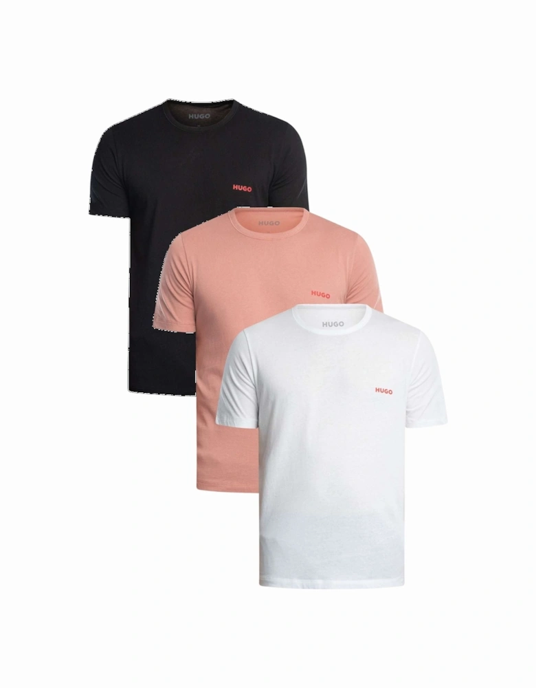 3-Pack Crew-Neck T-Shirts, Pink/White/Black