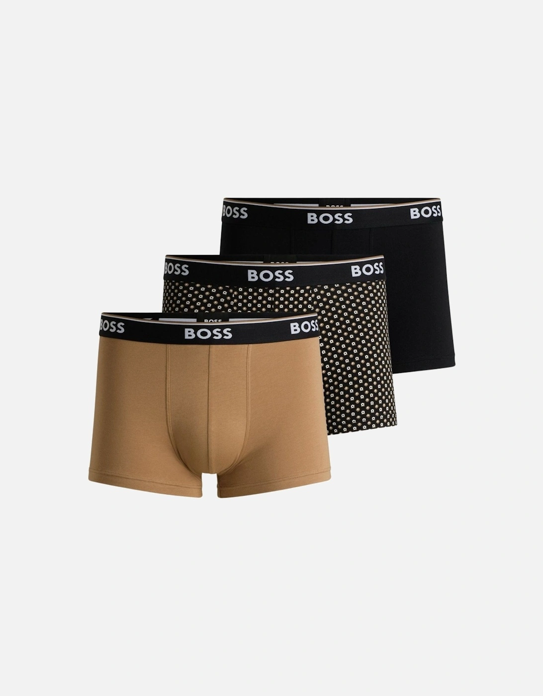 3-Pack Power Logo Geo Stripe Boxer Trunks, Black/beige, 8 of 7