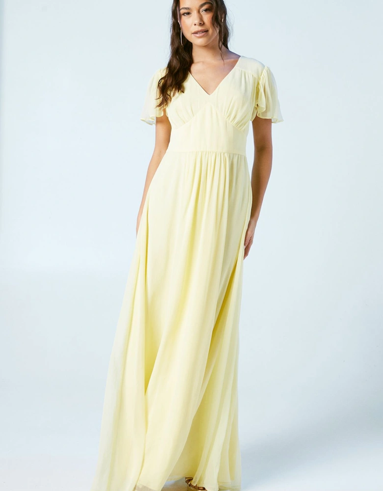 Angel Sleeve Georgette Bridesmaids Maxi Dress