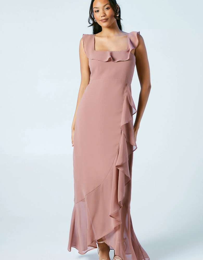 Ruffle Detail Bridesmaid Maxi Dress