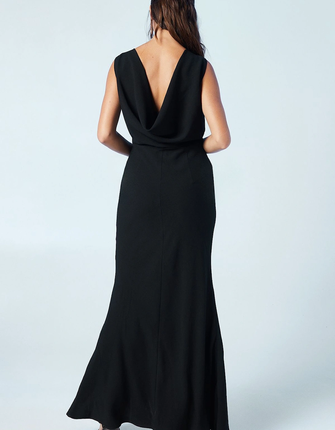 Cowl Back Fishtail Bridesmaid Maxi Dress