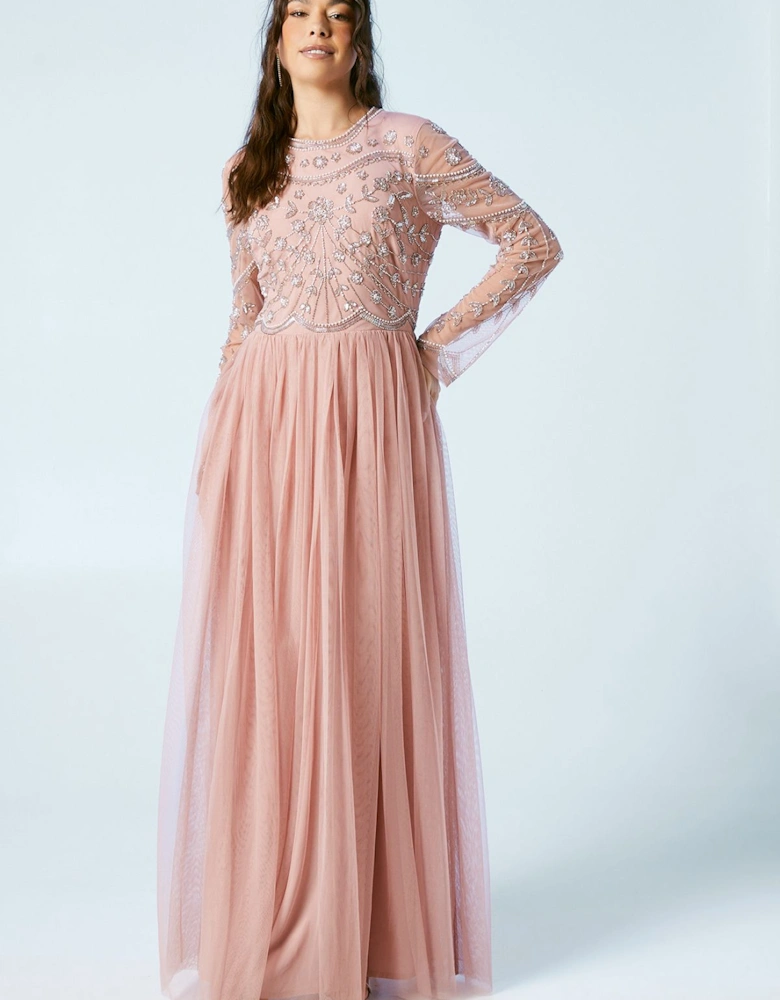 Boho Embellished Mesh Two In One Bridesmaid Dress