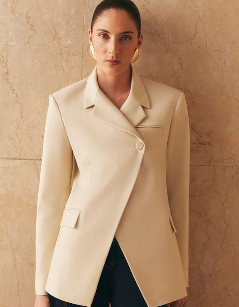 Soft Structured Asymmetric Tailored Single Breasted Blazer