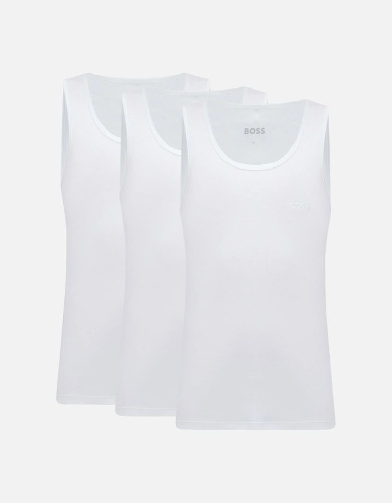 3-Pack Classic-Fit Ribbed Tank Top Vests, White