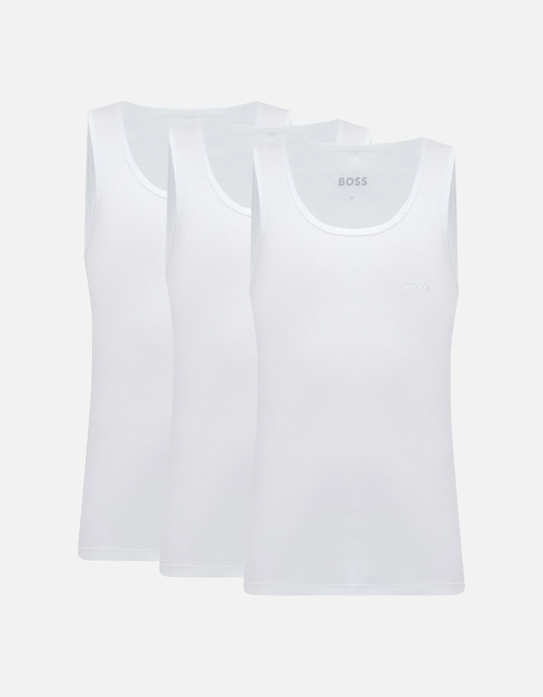 3-Pack Classic-Fit Ribbed Tank Top Vests, White, 6 of 5