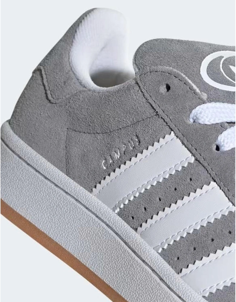 Grey Leather Womens Sneakers with Rubber Sole and Laces