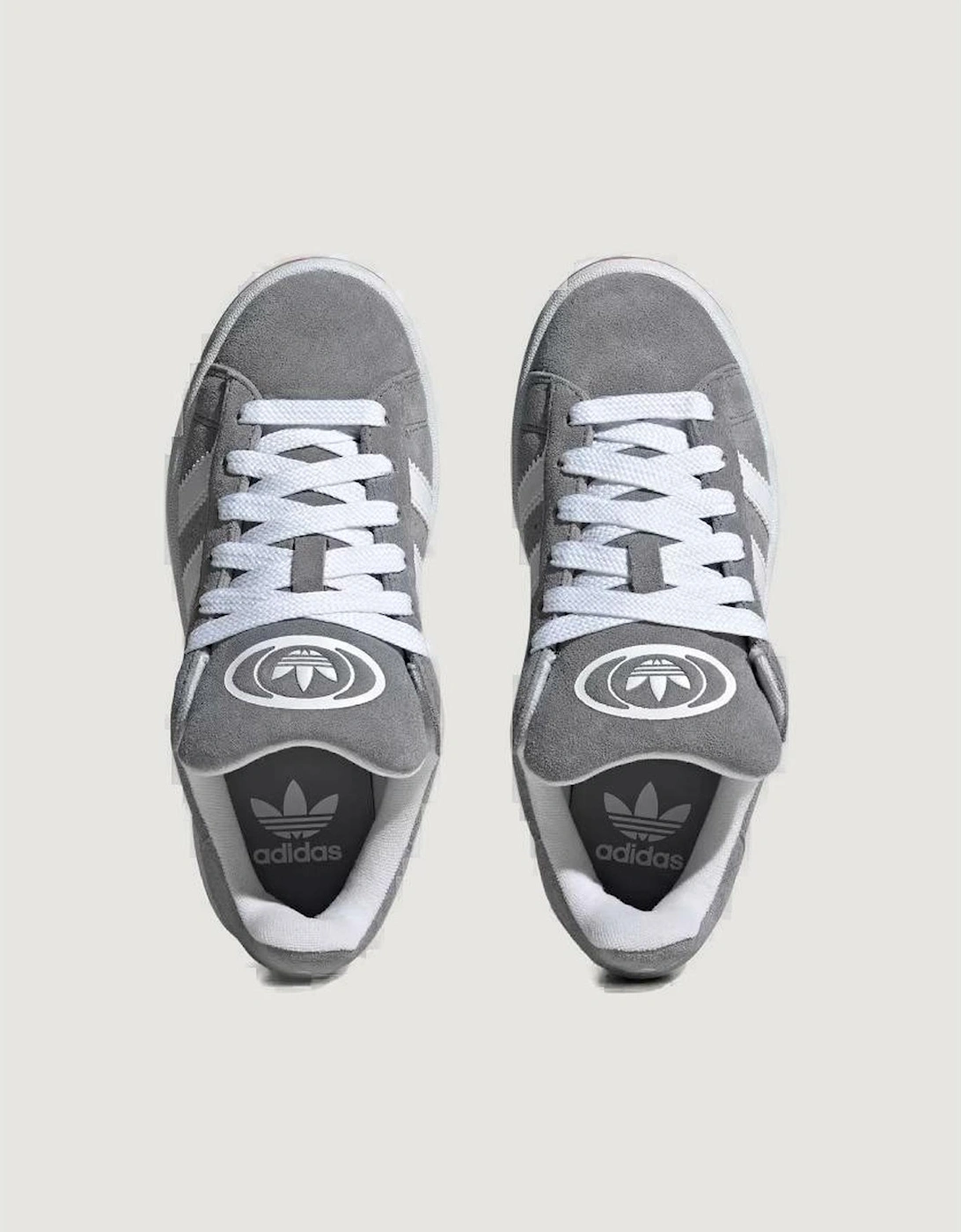 Grey Leather Womens Sneakers with Rubber Sole and Laces