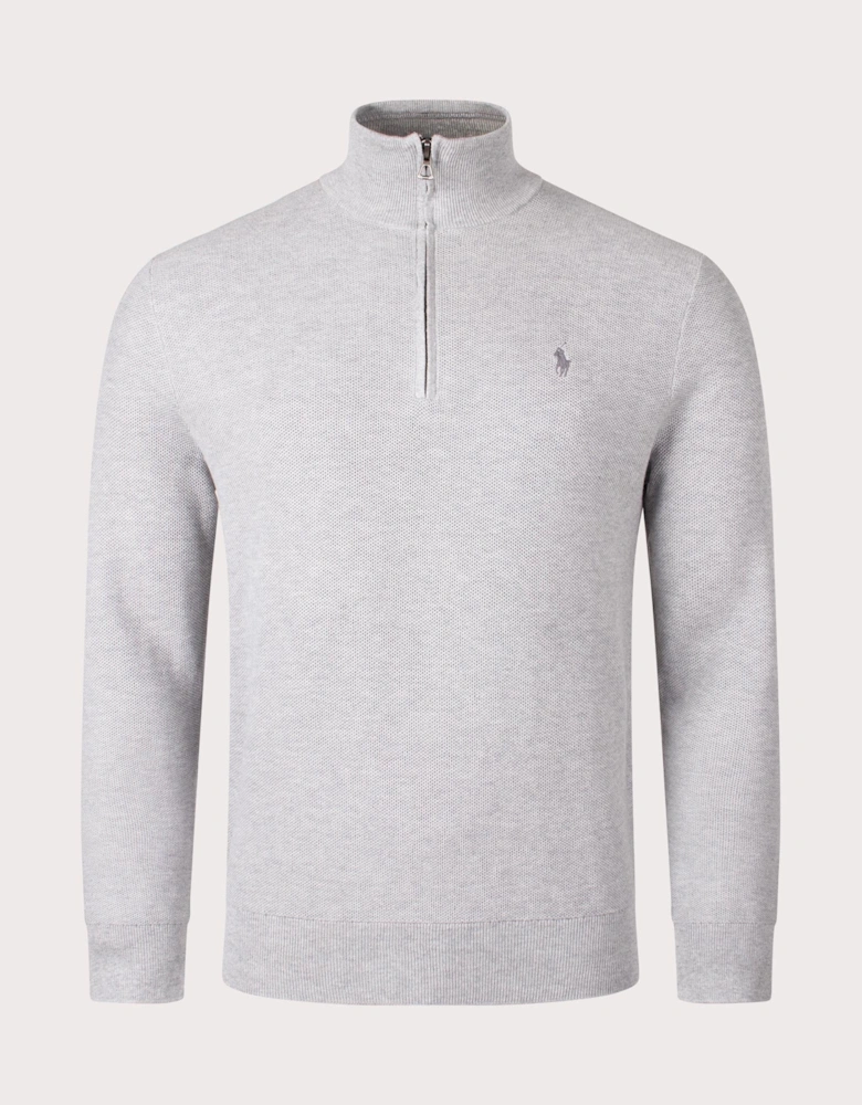 Contrast Logo Quarter Zip Knit Jumper