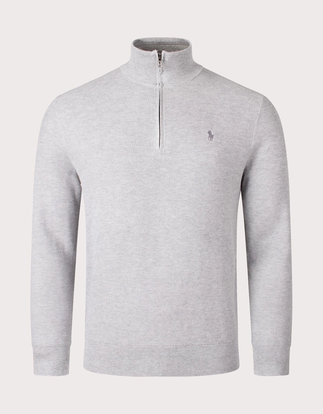 Contrast Logo Quarter Zip Knit Jumper, 4 of 3