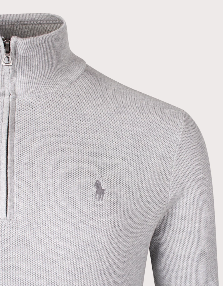 Contrast Logo Quarter Zip Knit Jumper