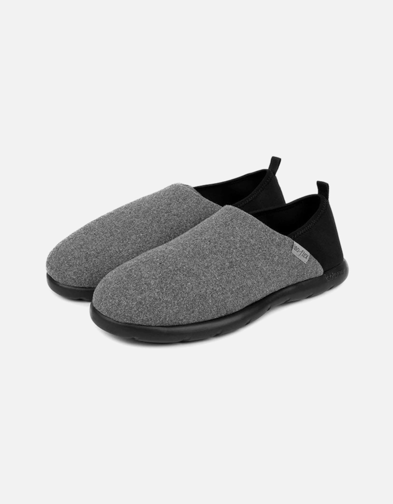 Isotoner ISOFLEX FELT FULL BACK Mens Full Back Slippers Grey/Black