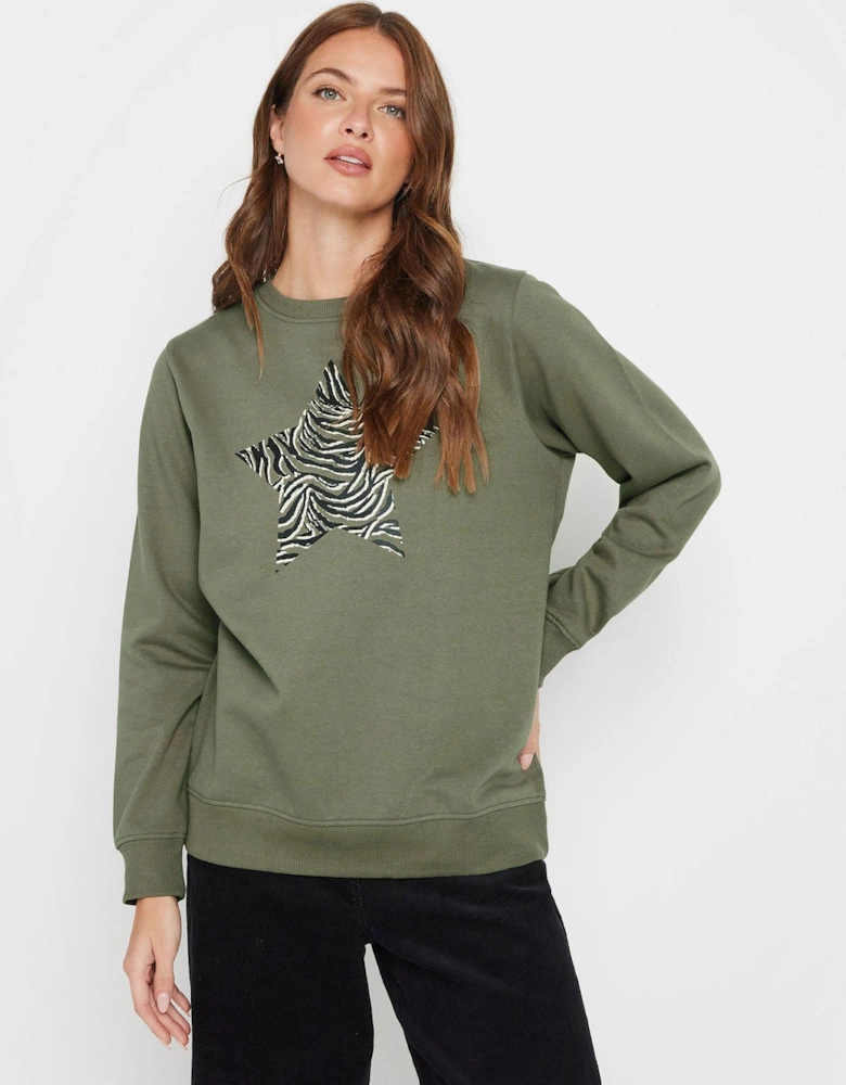 Zebra Printed Star Sweatshirt