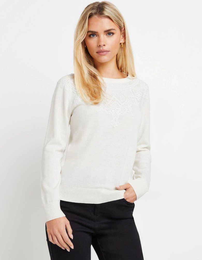 Petite Lace Trim Jumper