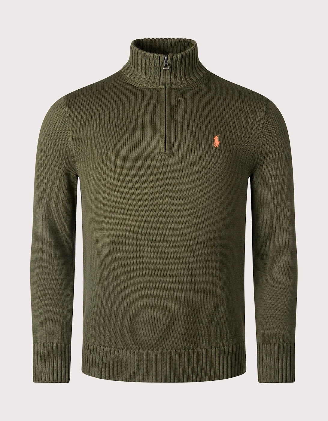 Mesh-Knit Cotton Quarter Zip Pullover, 4 of 3